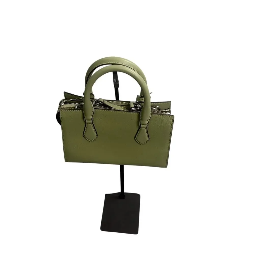 Michael Kors Sheila Light Sage Green Small Satchel Crossbody Bag w/ MK Charm